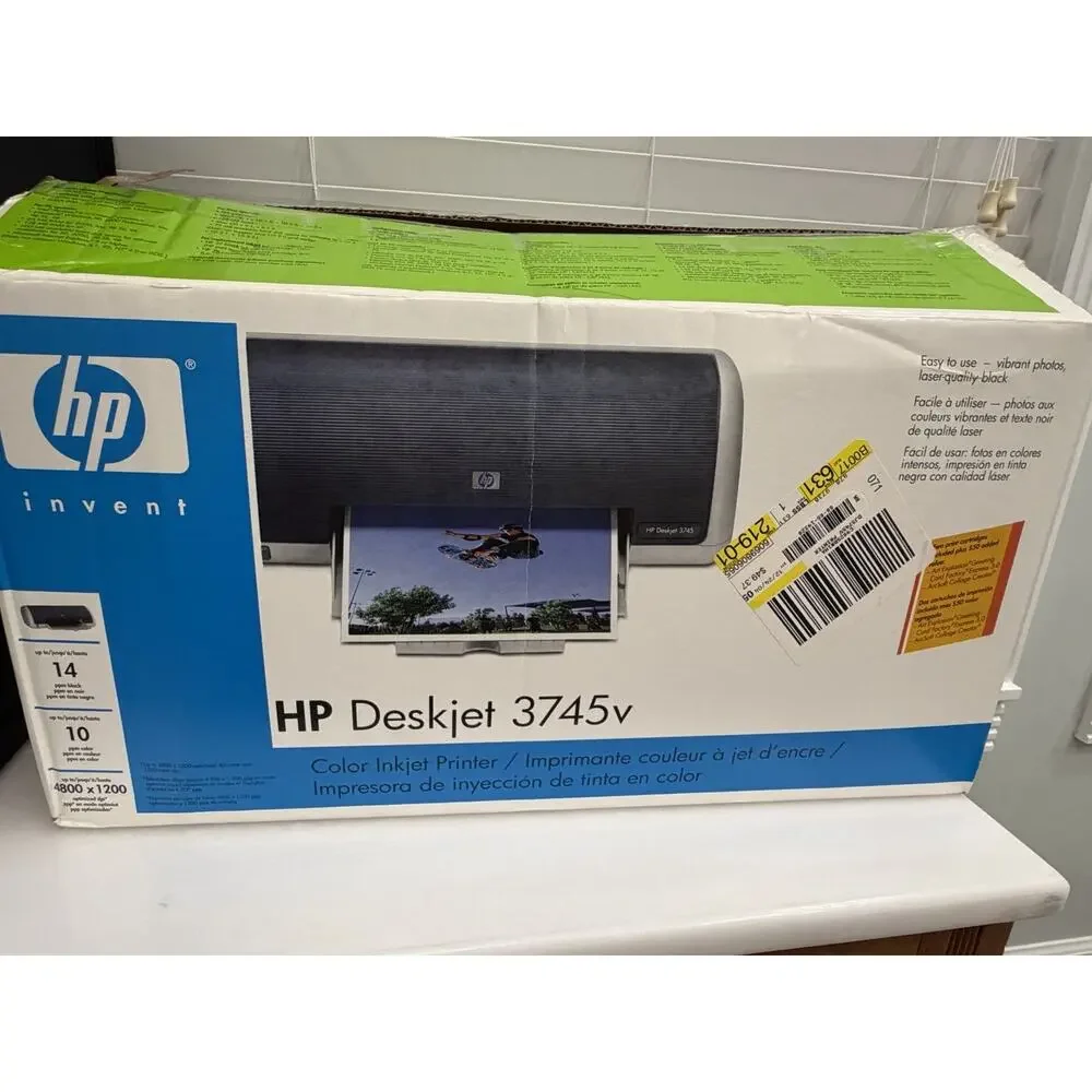 HP Deskjet 3745v Color Inkjet Compact Printer New XXL BW/Color Ink! - Tested